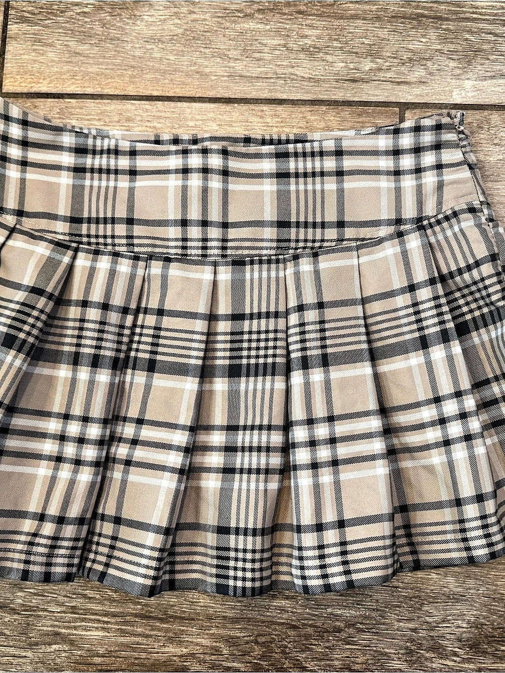 Streetwear Society Plaid Pleated Mini Skirt Brown & Black Large